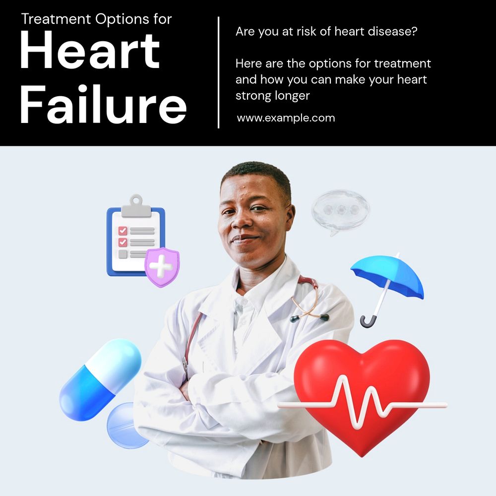 Heart failure Instagram post template, editable text