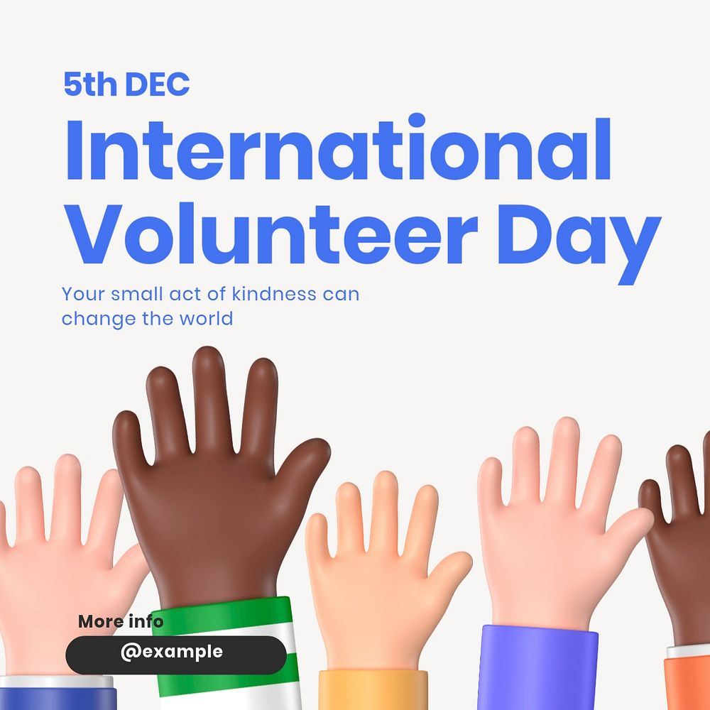 International Volunteer day Instagram post template, editable text