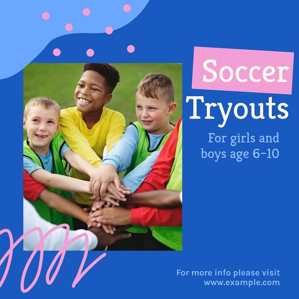 Soccer tryouts Instagram post template, editable text