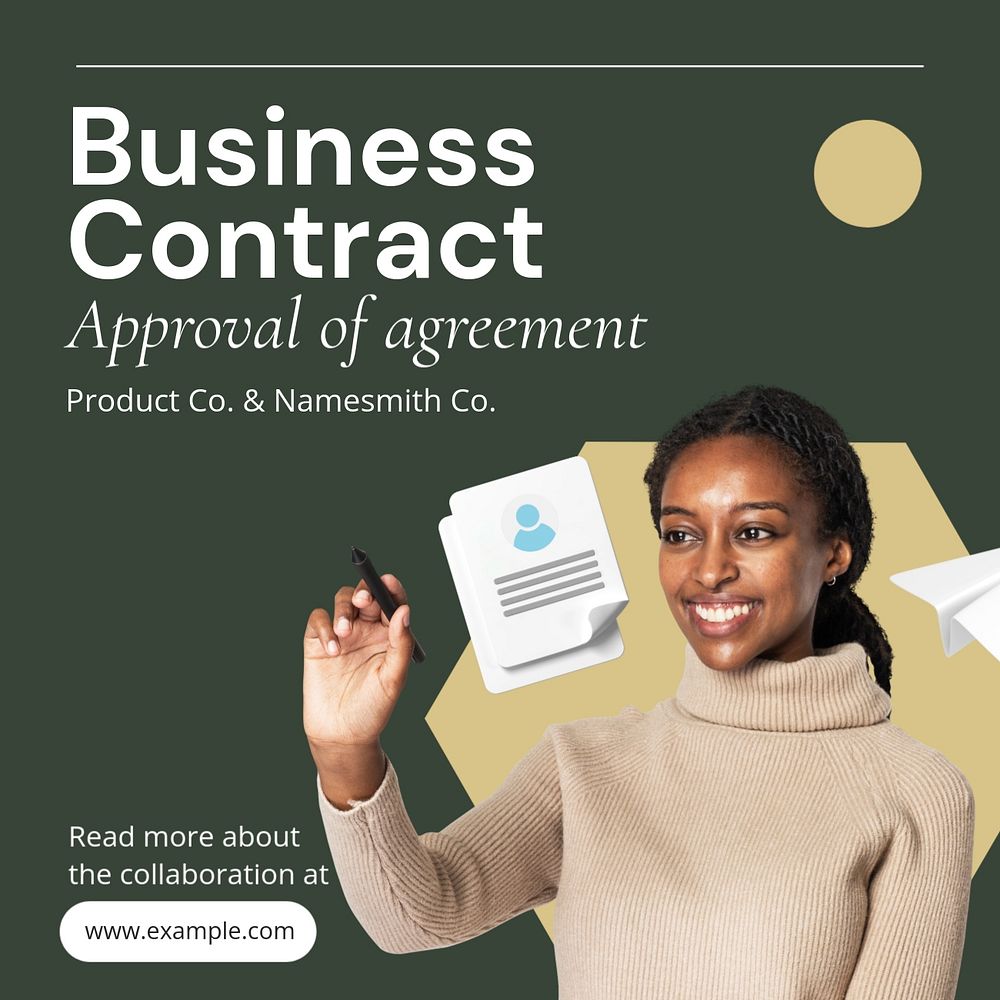 Contract Instagram post template, editable text