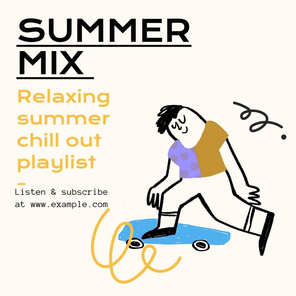 Summer mix Facebook post template, editable design