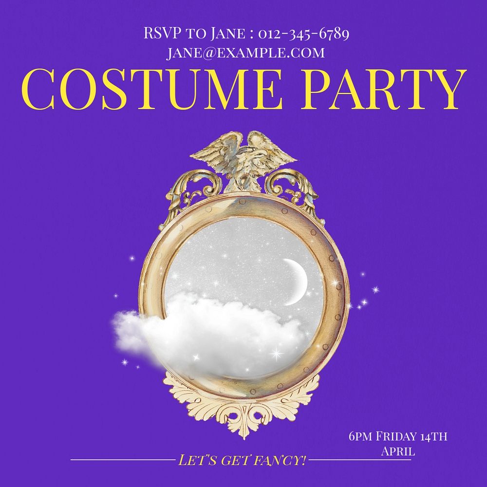 Costume party Facebook post template, editable design