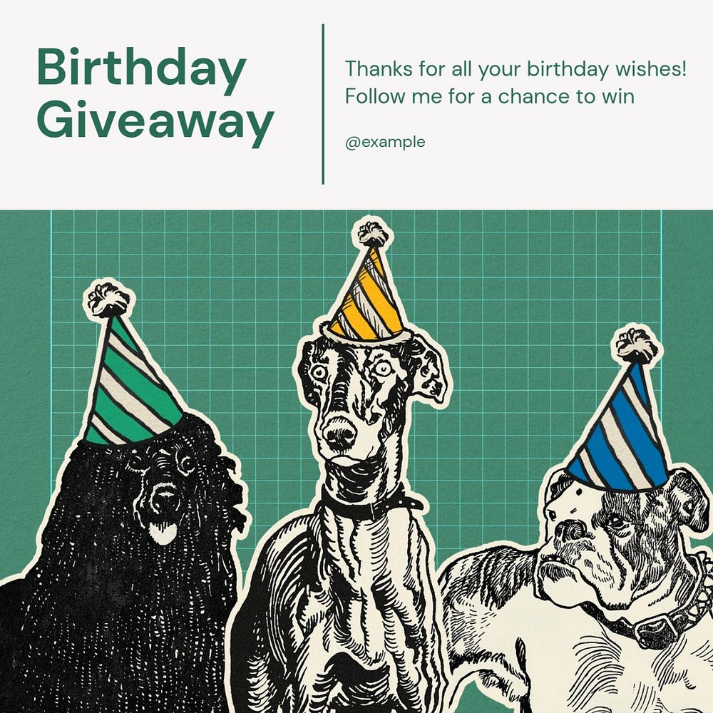 Birthday giveaway Instagram post template, editable text