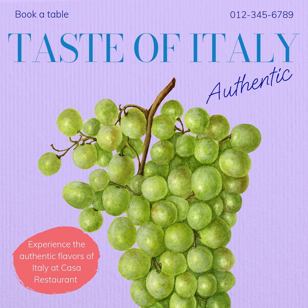 Authentic food taste post template, editable social media design