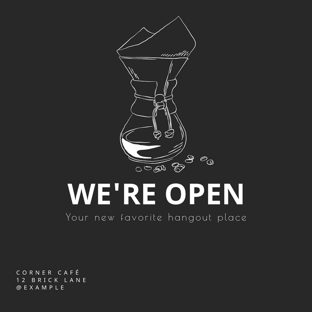 We're open Instagram post template, editable text