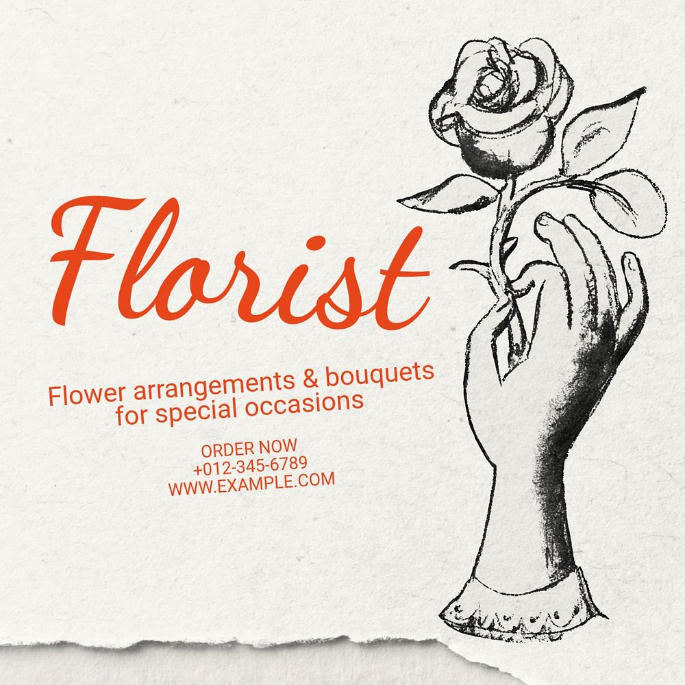 Florist Instagram post template, editable text