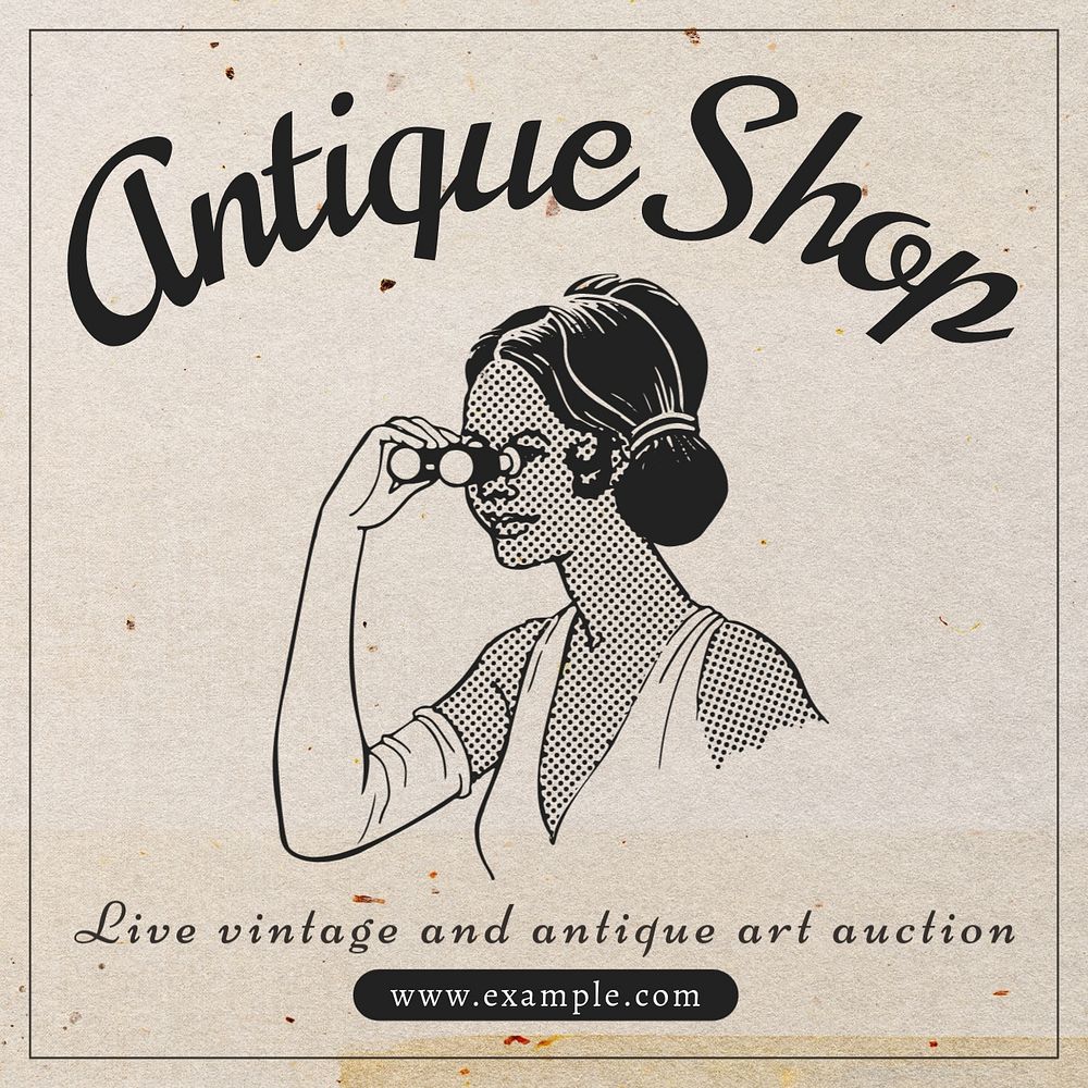 Antique shop Instagram post template, editable text