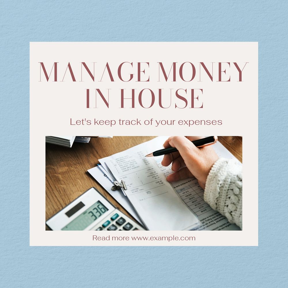 Money management Instagram post template, editable text