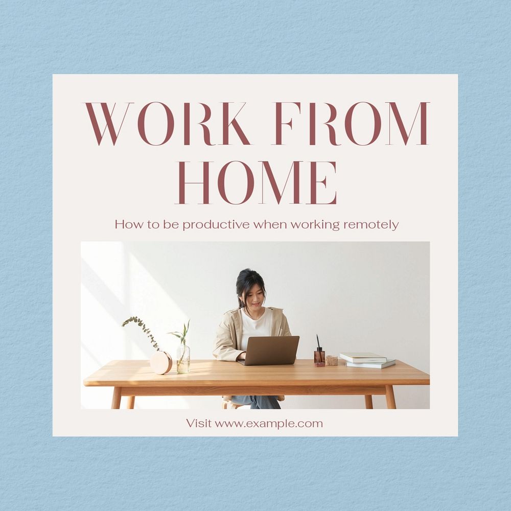 Work from home Instagram post template, editable text