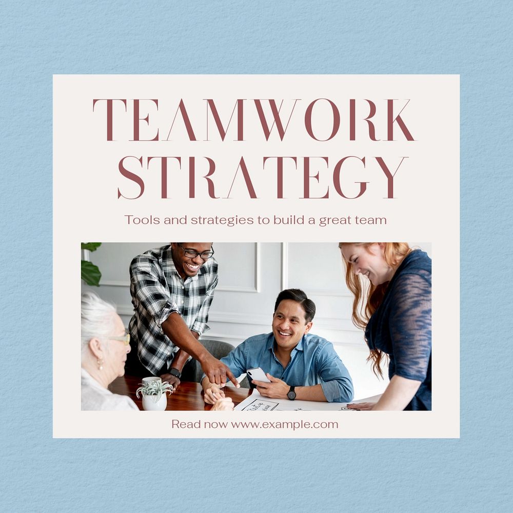 Teamwork strategy Instagram post template, editable text