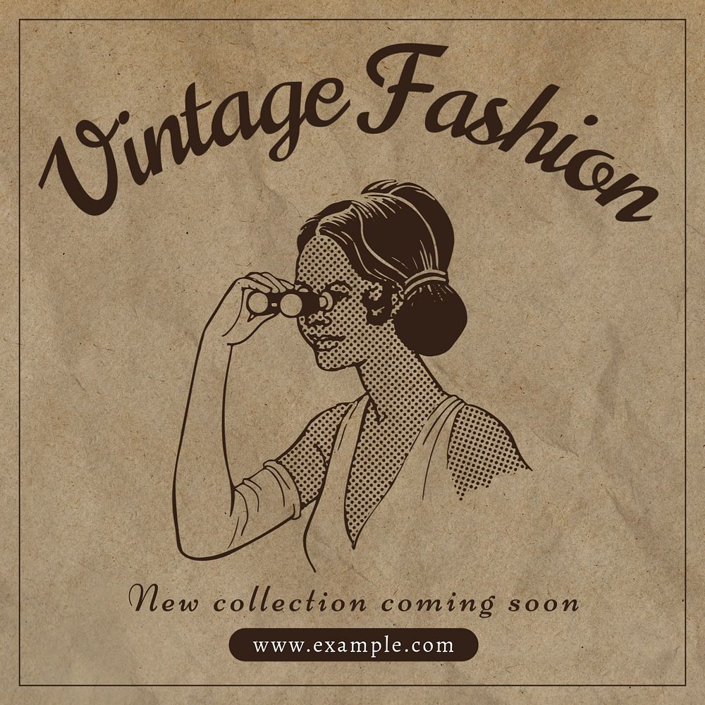 Vintage fashion Instagram post template, editable text