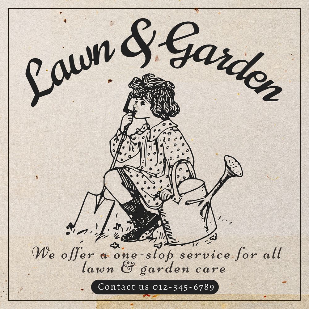 Lawn & garden Instagram post template, editable text