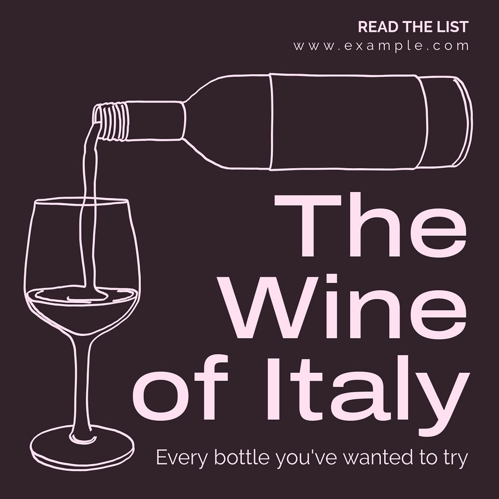 Wine of Italy Instagram post template, editable text