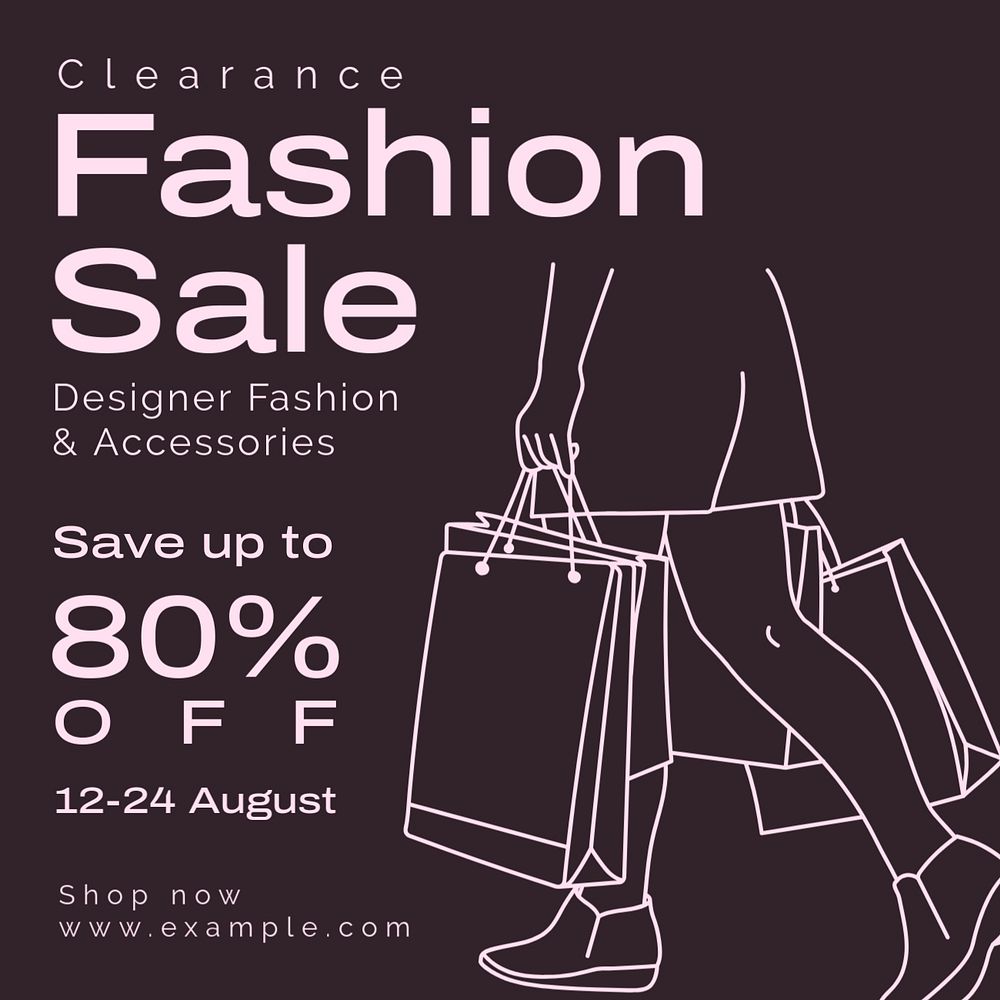 Fashion sale Instagram post template, editable text