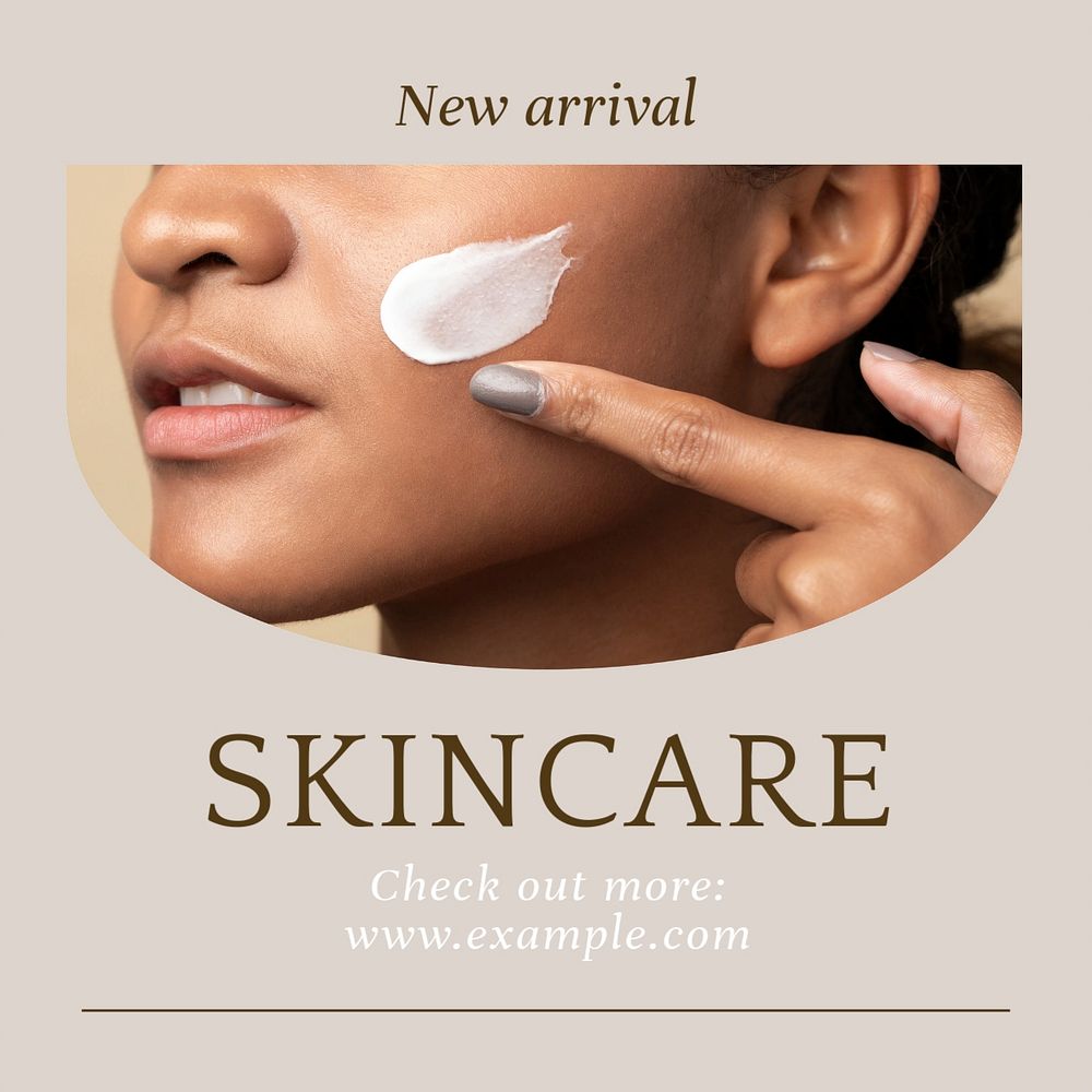 Skincare Instagram post template, editable text