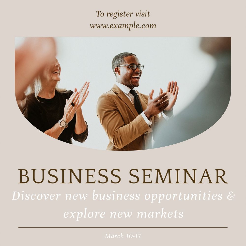 Business seminar Instagram post template, editable text