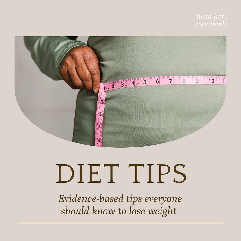 Diet tips Instagram post template, editable text