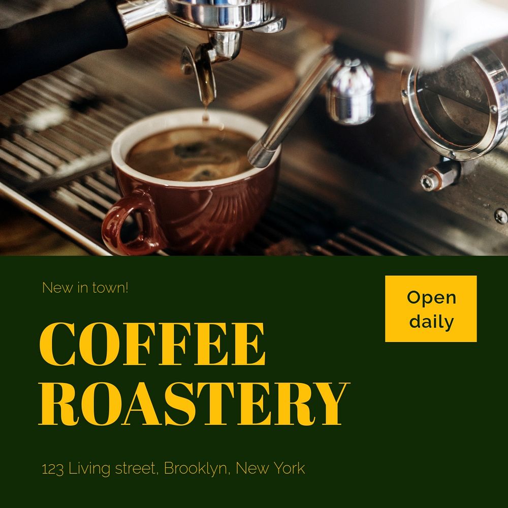 Coffee roastery Instagram post template, editable text