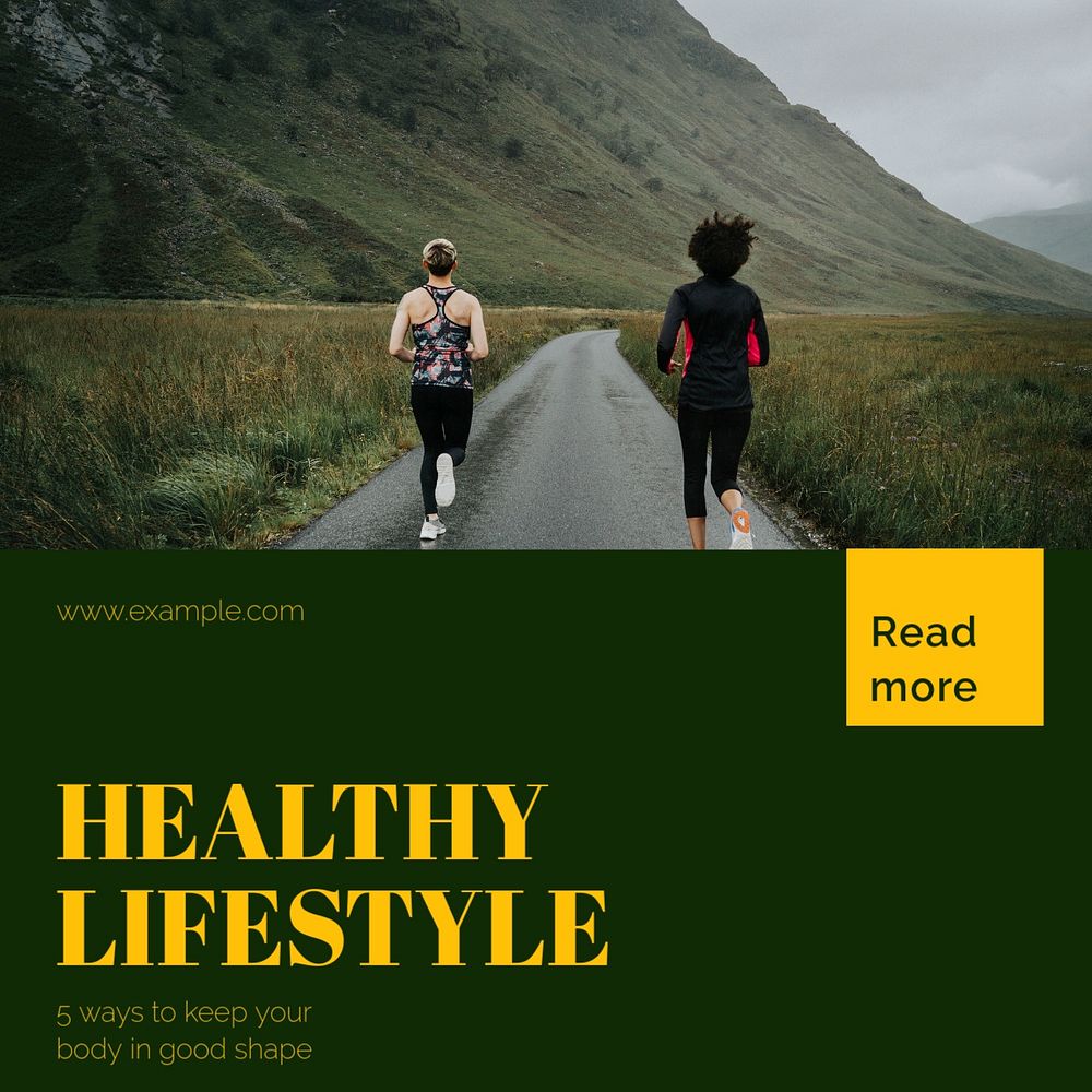 Healthy Lifestyle Instagram post template, editable text