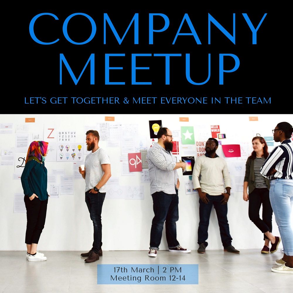 Company meetup Instagram post template, editable text