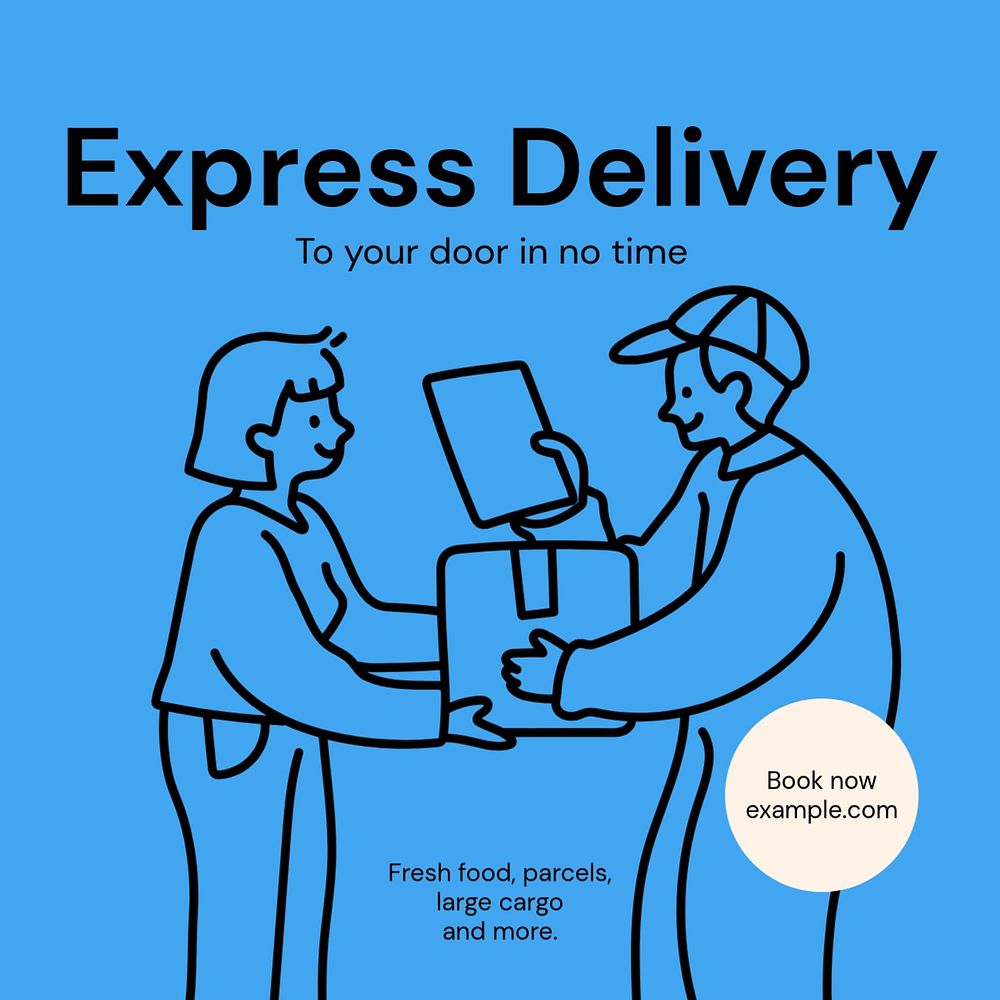 Express delivery Instagram post template, editable text