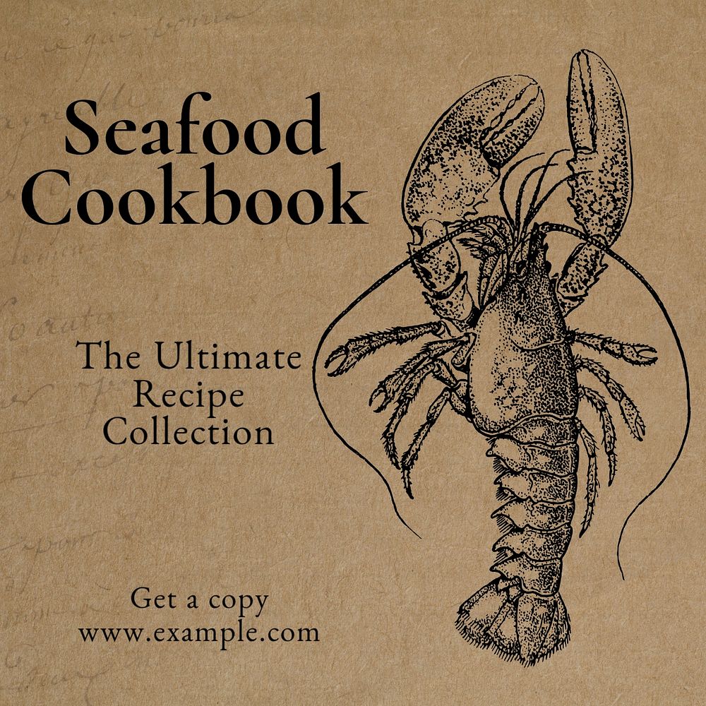 Seafood cookbook Instagram post template, editable design