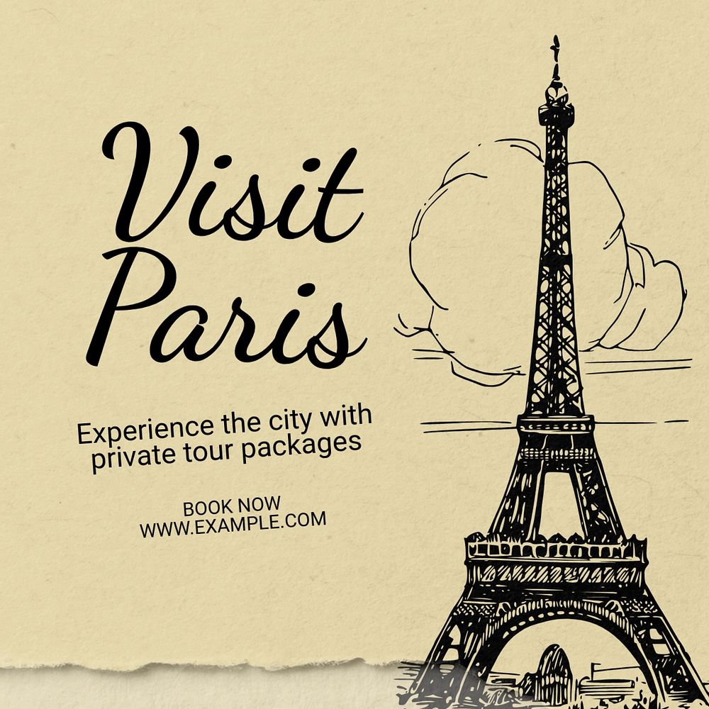 Paris private tour Instagram post template, editable text