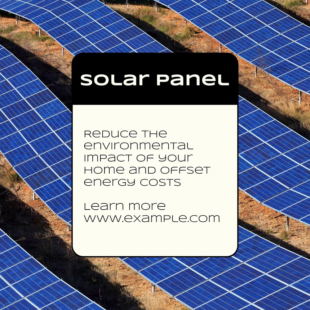 Solar panel Facebook post template, editable design