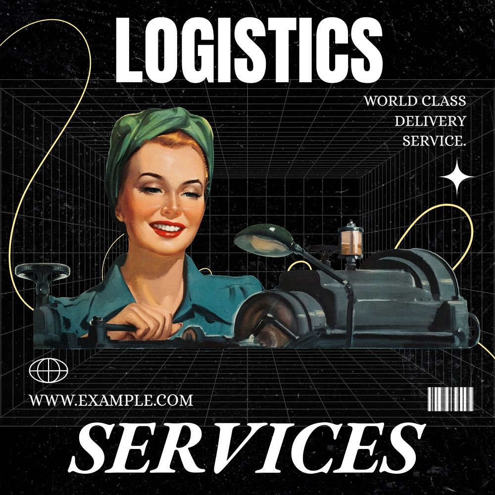 Logistic services Facebook post template, editable design