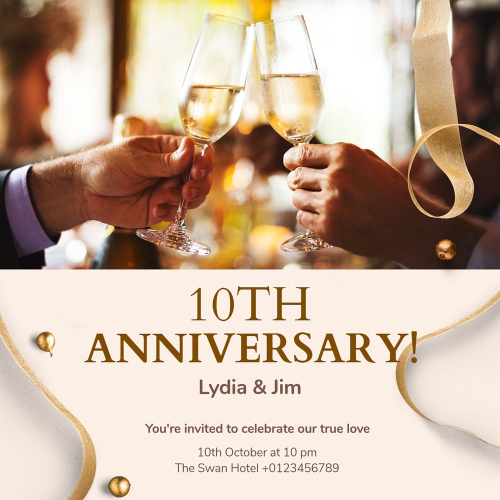 Wedding anniversary Facebook post template, editable design