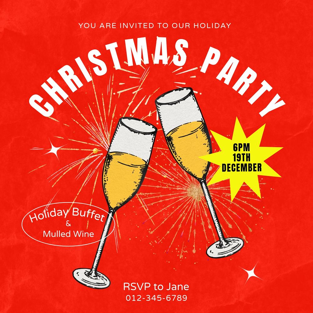 Christmas party Instagram post template, editable text