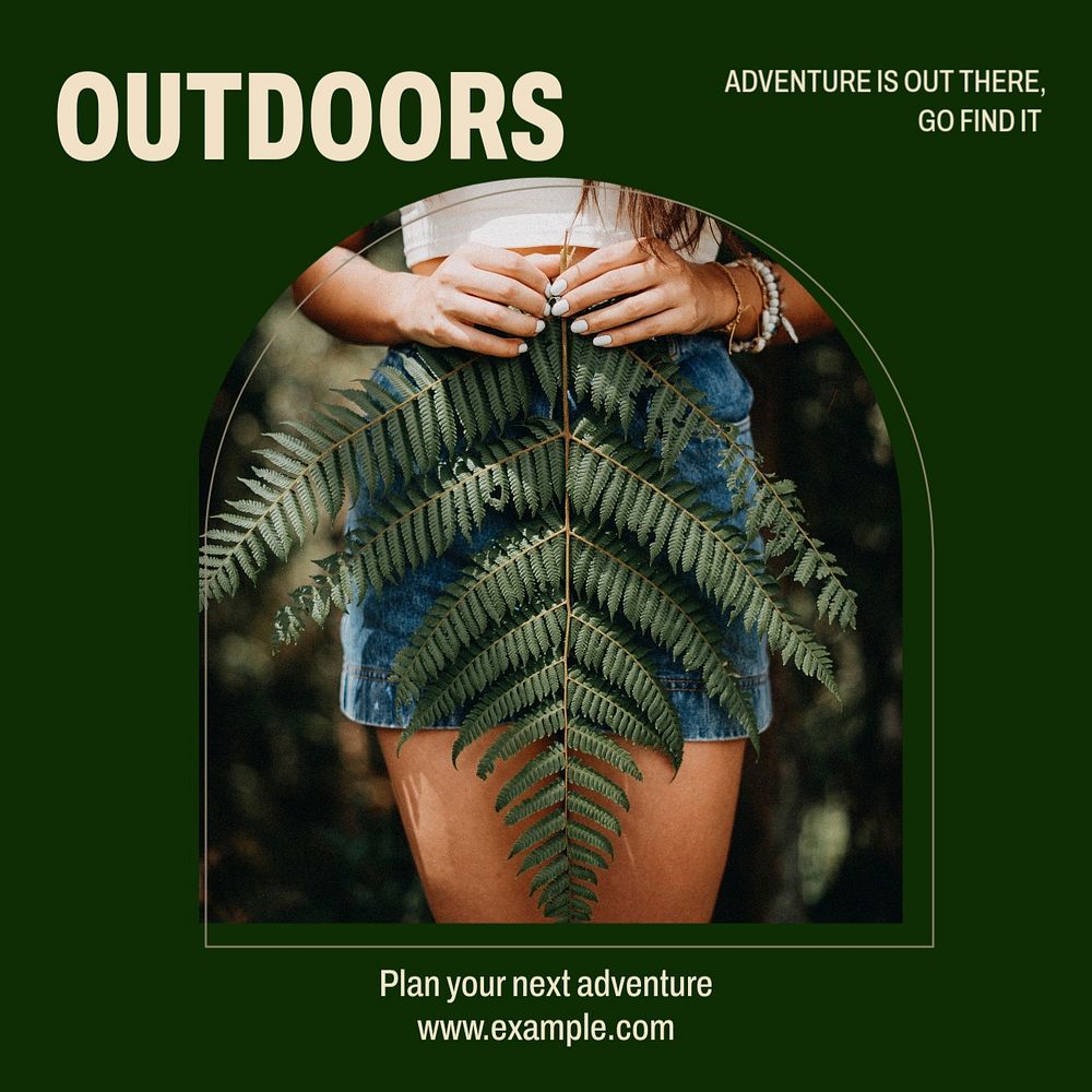 Outdoor adventure Instagram post template, editable text