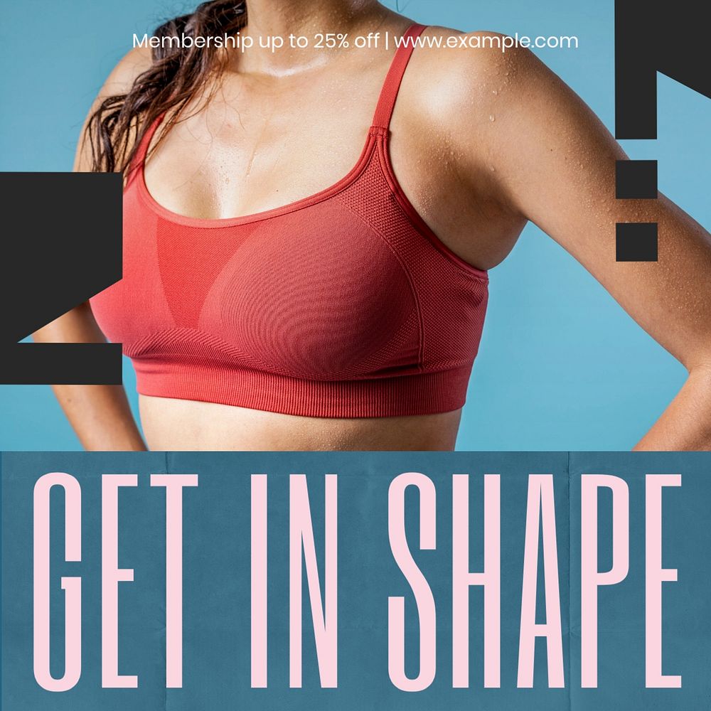 Get in shape Instagram post template, editable text