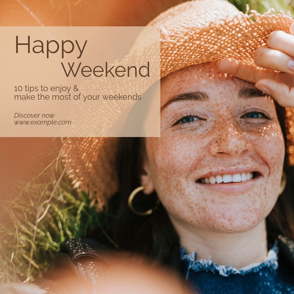 Happy weekend Instagram post template, editable text