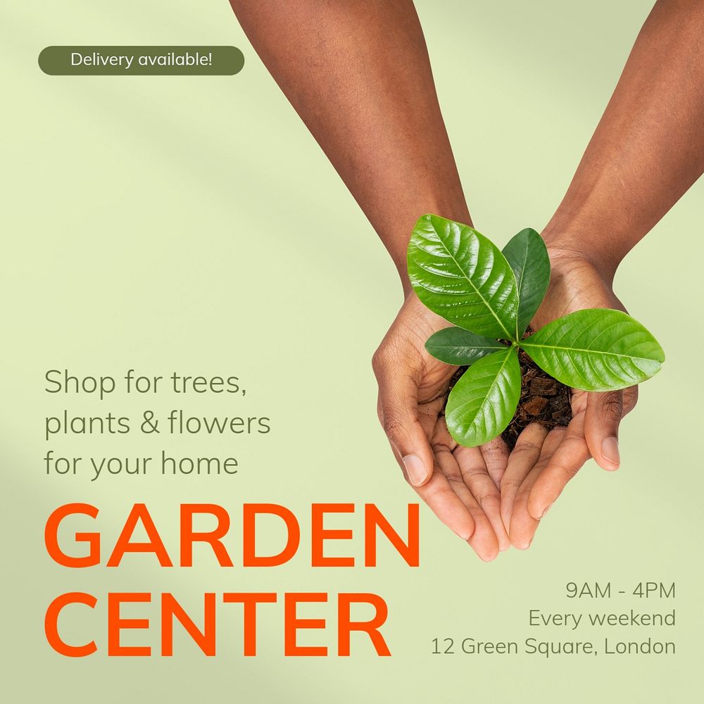 Garden center Instagram post template, editable text