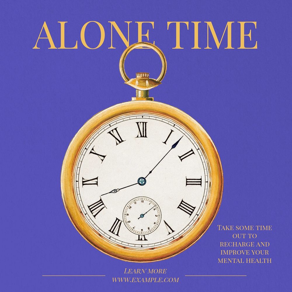 Alone time Instagram post template, editable text