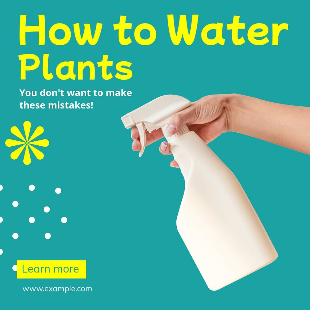 Water plants Instagram post template, editable text