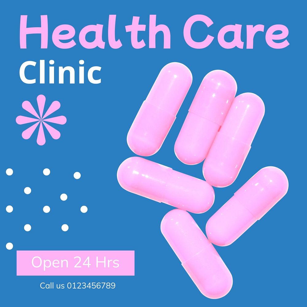 Health care clinic post template, editable social media design