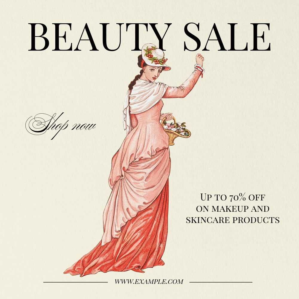 Beauty sale Instagram post template, editable text