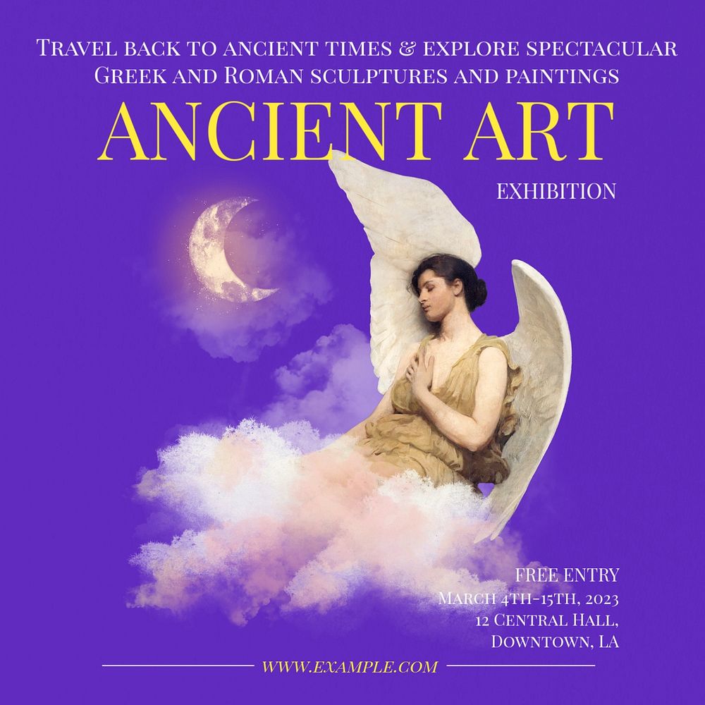 Ancient art exhibition post template, editable social media design