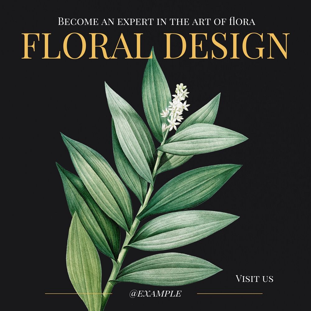 Floral design Instagram post template, editable text