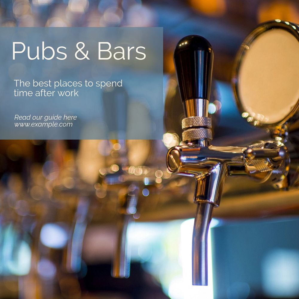 Pubs & bars Instagram post template, editable text