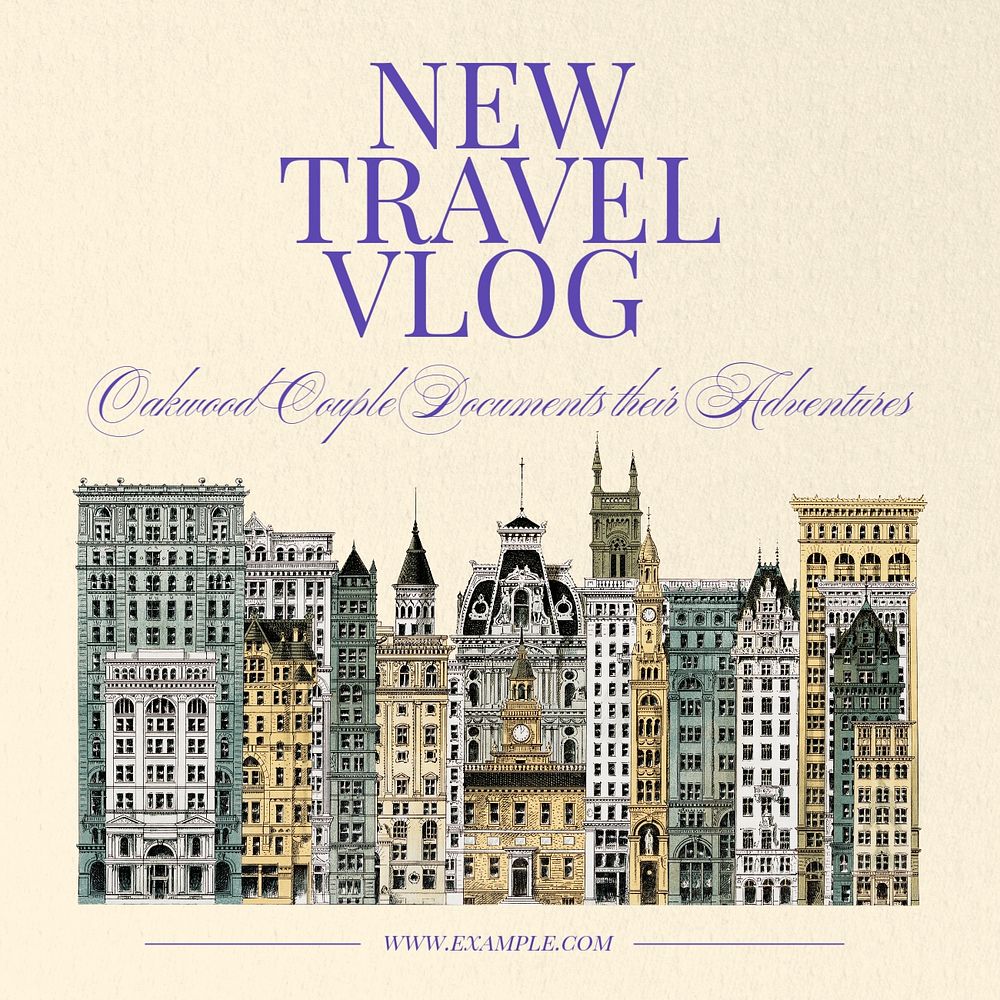 New travel vlog post template, editable social media design