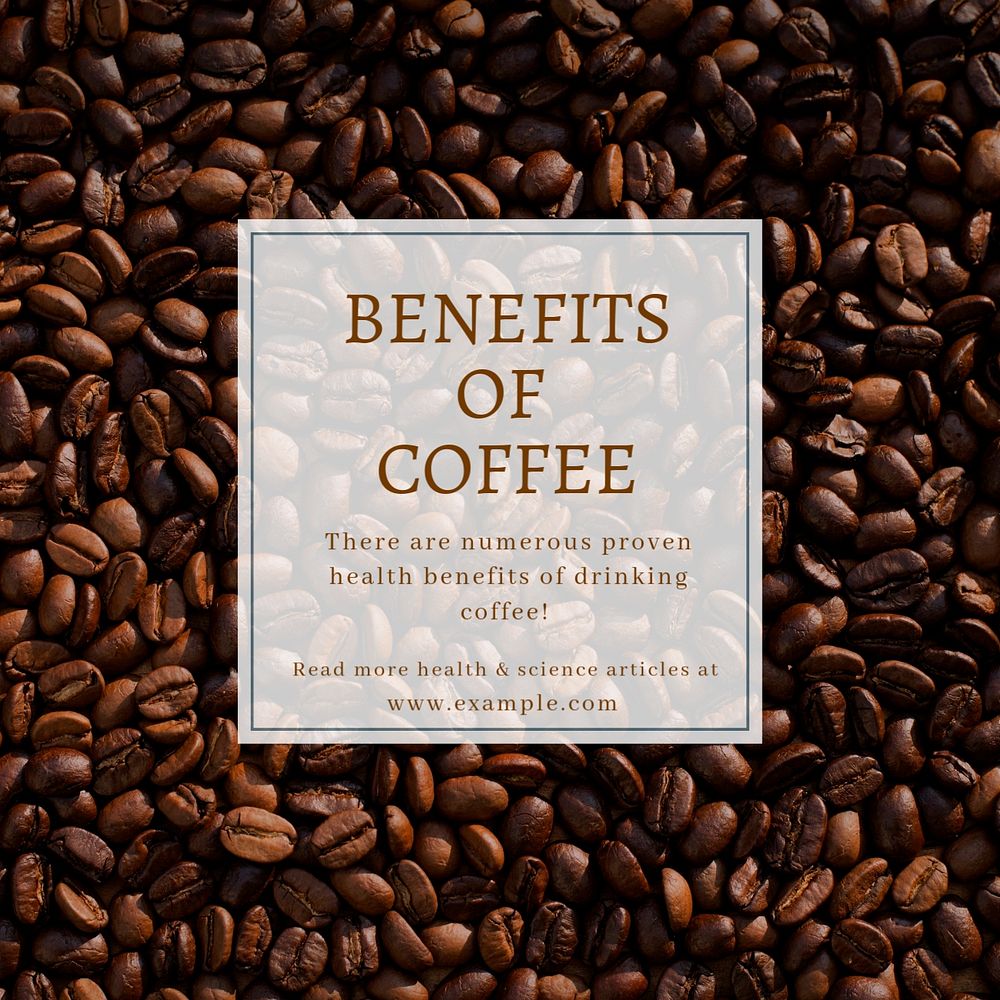 Benefits of coffee post template, editable social media design