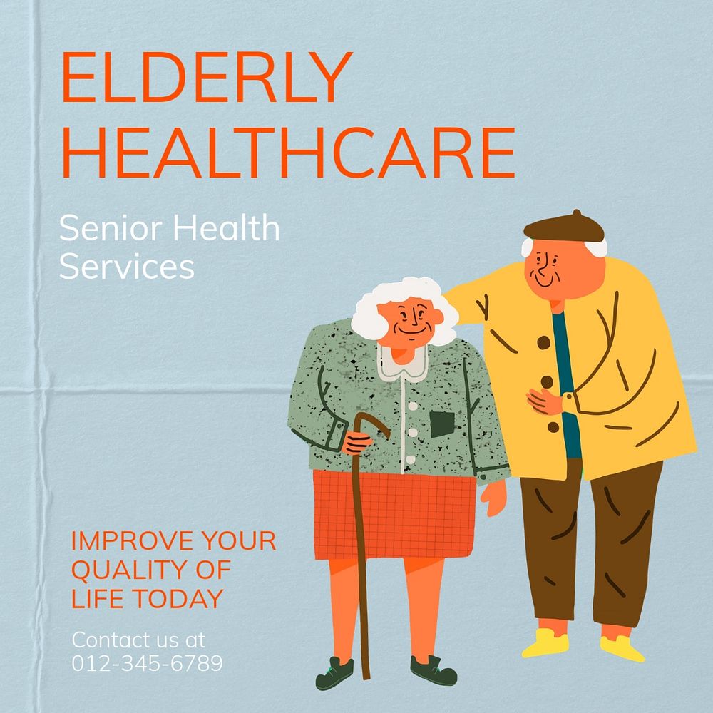 Elderly healthcare Instagram post template, editable text