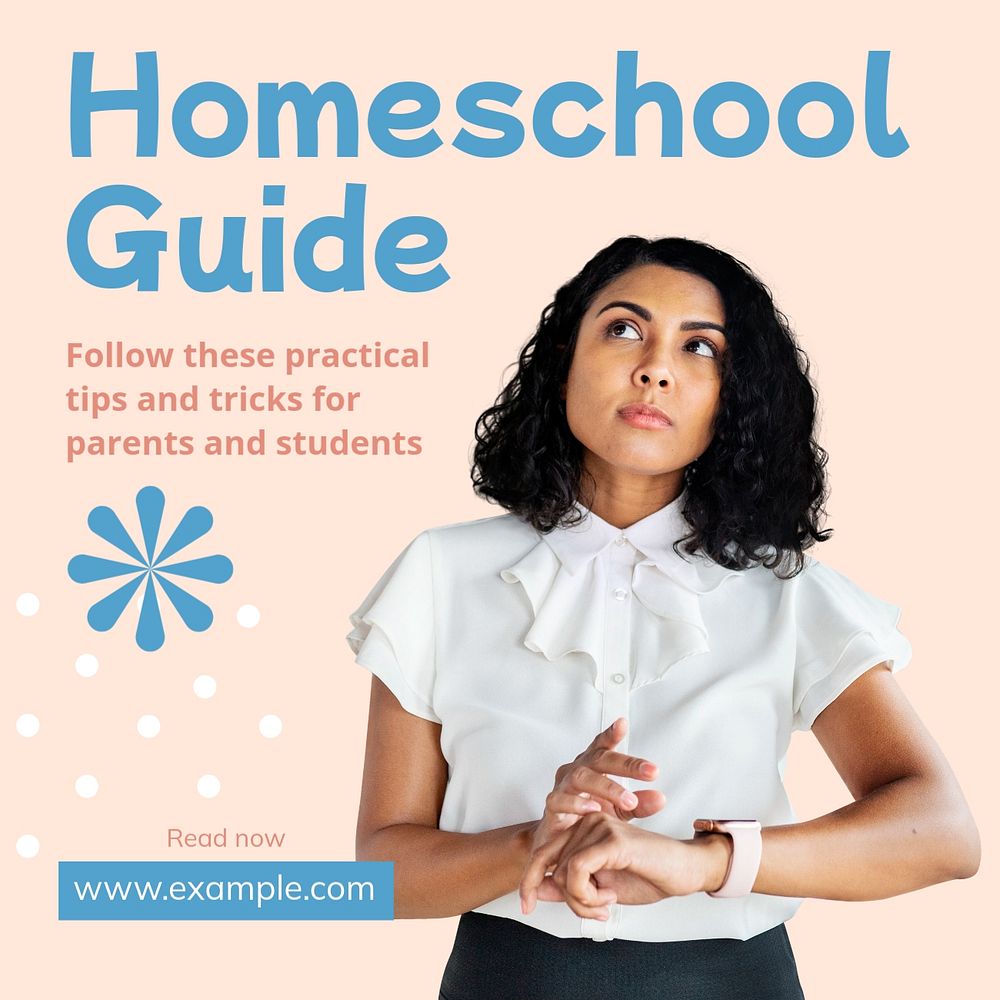 Homeschool guide Instagram post template, editable text