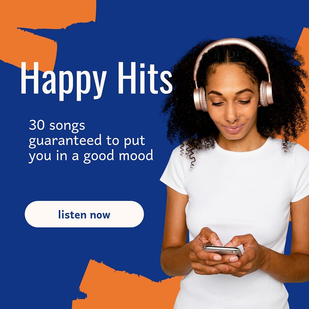 Happy hit music post template, editable social media design