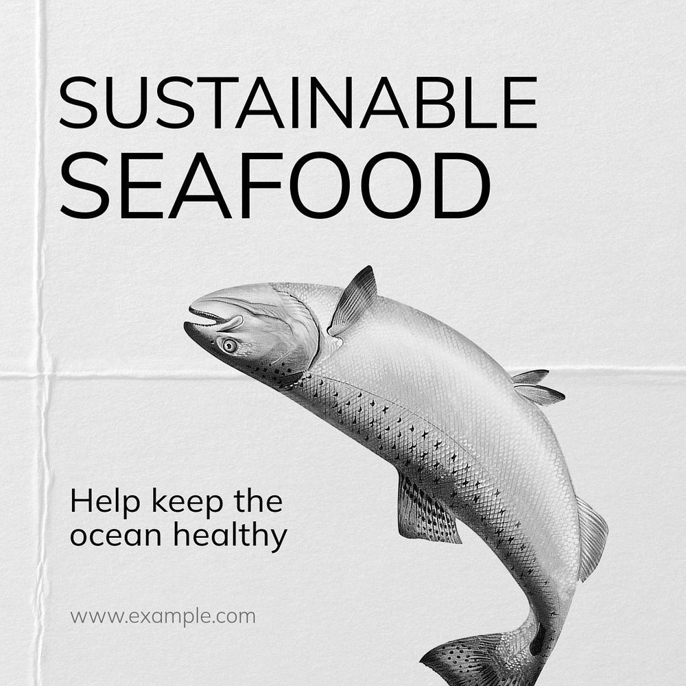 Sustainable seafood Instagram post template, editable text