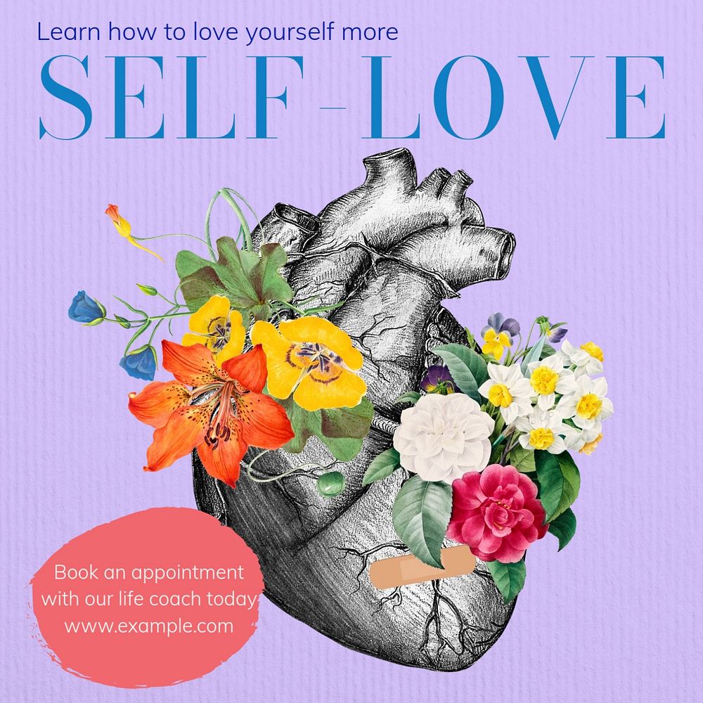 Self-love Instagram post template, editable text