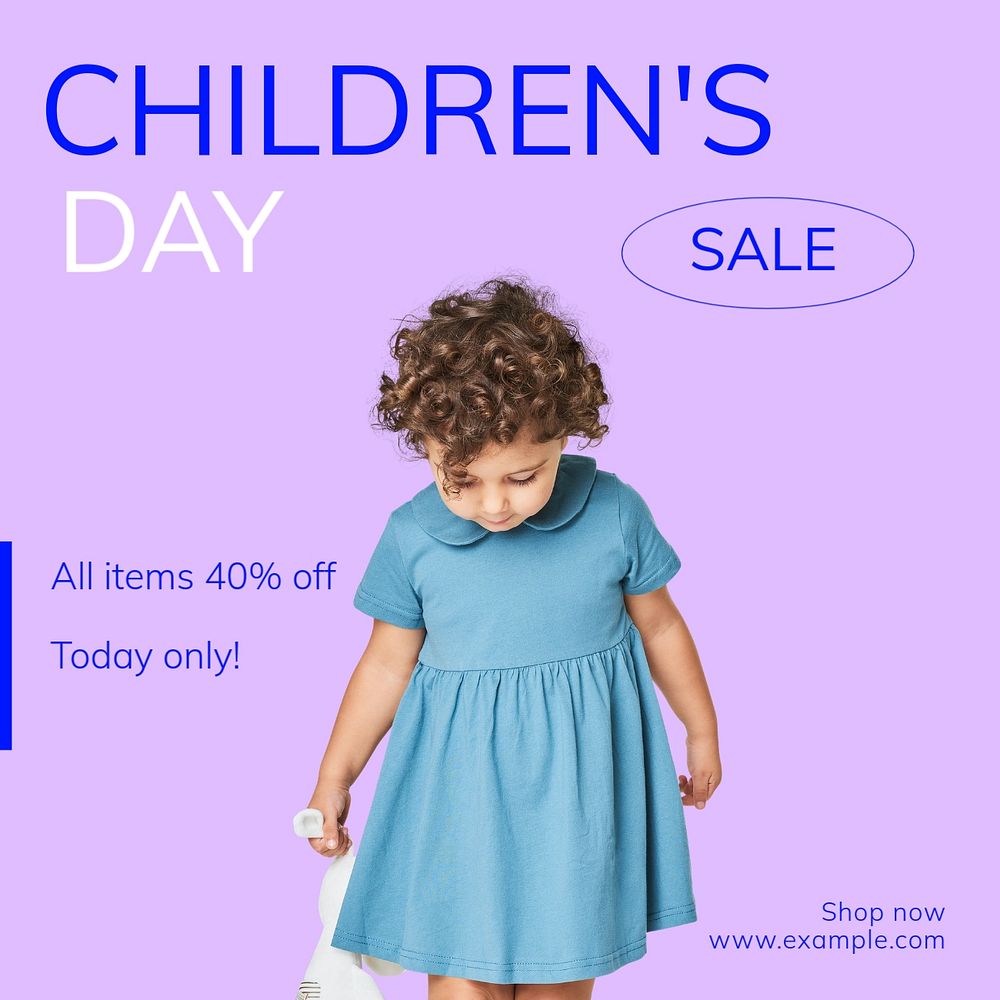 Children's day sale post template, editable social media design